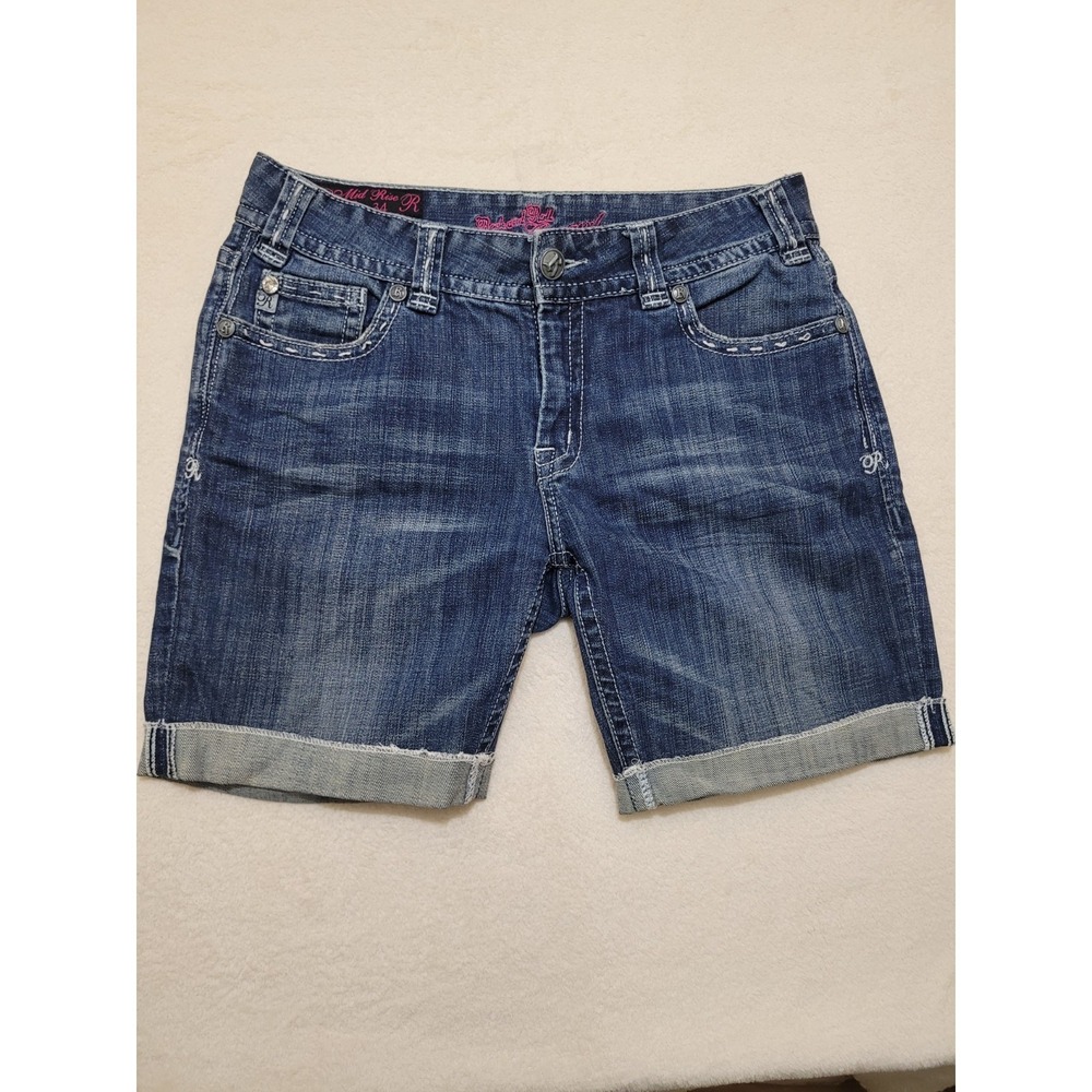 Rock & Roll Cut Off Shorts Womens 29 Blue Denim Cowgirl Raw Cuff‎